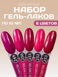 ALTA NIVELO НАБОР #249-253 ЯГОДНЫЙ СМУЗИ 5*10мл Гель-лаки   [59]